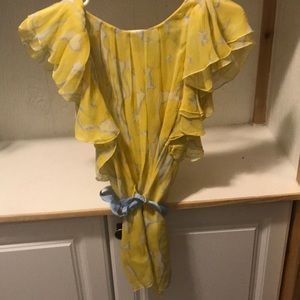 Yellow and light blue BCBG blouse